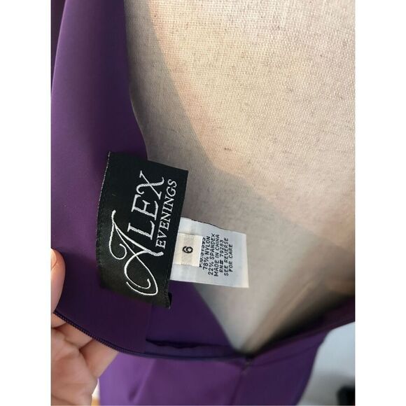 Alex evenings purple plum color dress wedding guest fancy bridesmaid size 6 - Picture 4 of 5